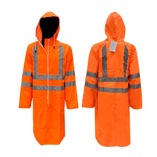 Safety Reflective Rain Jacket High Visibility Waterproof Raincoat