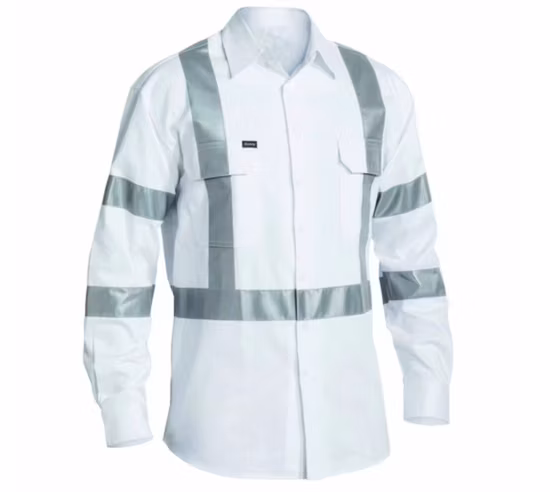 Chemise de sécurité à manches longues, haute visibilité, bicolore, sergé 100 % coton, chemise haute visibilité